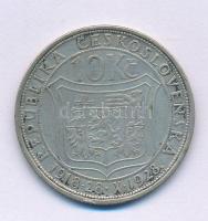 Csehszlovákia 1928. 10K Ag "Masaryk" T:XF,VF patina, peremhiba Czechoslovakia 1928. 10 Korun Ag "Masaryk" C:XF,VF patina, edge error Krause KM#12