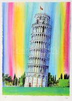 Kaubek Péter (1942-) Vegyes grafikák, linómetszetek, rézkarcok, aquatinta, 9 db, közötte Csatárka út...