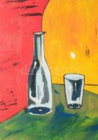 Jelzés nélkül: Italos csendélet. olaj, falemez. 54x52 cm