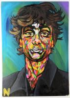 N. jelzéssel: Színes arc. Olaj, karton. 70x50 cm