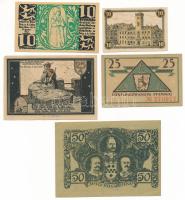 Németország / Weimari Köztársaság 1918-1920. 10pf-50pf (5xklf) szükségpénz T:AU-F szép papír Germany / Weimar Republic 1918-1920. 10 Pfennig - 50 Pfennig (5xdiff) necessity money (notgeld) C:AU-F fine paper