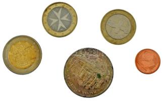 1992. 200Ft Ag "MNB" + Ausztria 2022. 1c + 2E "Erasmus" + Ciprus 2009. 1E + Málta 2017. 1E T:vegyes Hungary 1992. 200 Forint Ag "National Bank" + Austria 2022. 1 Cent + 2 Euro "Erasmus" + Cyprus 2009. 1 Euro + Malta 2017. 1 Euro C:mixed