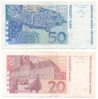 Horvátország 1993. 50K + 2012. 20K T:F
Croatia 1993. 50 Kuna + 2012. 20 Kuna C:F
Krause P#31, P#39
