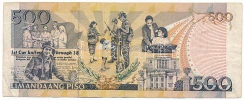 Fülöp-szigetek 1998. 500P "AU789281" T:F,VG, pici lyuk Philippines 1998. 500 Piso "AU789281" C:F,VG, tiny hole Krause P#185