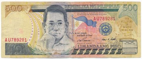 Fülöp-szigetek 1998. 500P "AU789281" T:F,VG, pici lyuk
Philippines 1998. 500 Piso "A...