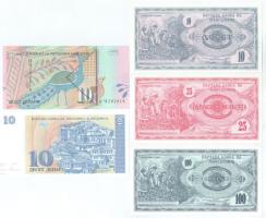 Észak-Macedónia 1992. 10D + 25D + 100D + 1993. 10D + 2001. 10D T:UNC,AU North Macedonia 1992. 10 Denari + 25 Denari + 100 Denari + 1993. 10 Denari + 2001. 10 Denari C:UNC,AU