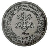 Svájc DN "Domine Conserva nos in Pace / Swiss Bank Corporation" jelzett Ag emlékérem lezárt műanyag tasakban, tokban (~40g/0.925/53mm) T:UNC patina Switzerland ND "Domine Conserva nos in Pace / Swiss Bank Corporation" hallmarked Ag medallion in closed foil pack, in case (~40g/0.925/53mm) C:UNC patina