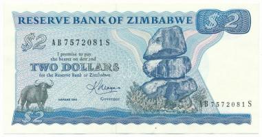 Zimbabwe 1983. 2$ "AB 7572081 S" T:F, szép papír Zimbabwe 1983. 2 Dollars "AB 7572081 S" C:F, fine paper Krause P#1