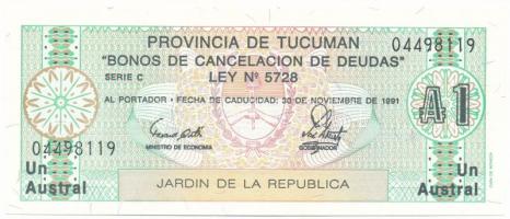 Argentína / Tucuman 1991. 1A helyi bankjegy (C széria) T:AU Argentina / Tucuman 1991. 1 Austral local banknote (Serie C) C:AU Krause P#S2711