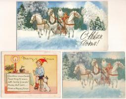 MIKULÁS - 11 db MODERN képeslap, közte meghívó, kártya / 11 modern greeting postcards: Saint Nicholas, with small cards and invitation