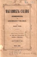 Nagy Iván:  Magyarország családai czímerekkel és leszármazási táblákkal. Negyedik kötet, I. és II. füzet: Dombay-Esterházy. [Egybekötve.] (Gróf Festetics Krisztina tulajdonosi bejegyzésével.) Pest, 1858. Kiadja Ráth Mór (Nyomatott Beimel J. és Kozma Vazulnál). 353-420 p.; [3]-58 + 73-80 p. Első kiadás. Nagy Iván (1824-1898) történész, heraldikus, nagy hatású genealógus. 1857 és 1868 között 12 kötetben adta ki Magyarország nevezetesebb nemesi családjainak genealógiai adattárát. A munka füzetes kiadásban is megjelent, példányunk ebből a változatból való. Oldalszámozáson belül szövegközti nemesi címerrajzokkal és leszármazási táblákkal. Példányunkból a címlapok, illetve a második füzet 7 levele hiányzik. Az első előzéken régi tulajdonosi bejegyzés, katalógusjegyzetek és régi gyűjteményi bélyegzés, ez utóbbi az első nyomtatott oldalon, leltárbélyegzés kíséretében megismétlődik. Néhány oldalon apró, halvány foltosság, példányunk fűzése az utolsó ív előtt meglazult. Poss.: Gróf Festetics Krisztina, a tolnai Festetics család Móron élő tagja (1818-1896); Budapesti M. T. Egyetem Jogi Kara Egyházjogi Semináriuma. Fűzve, keretdíszes, feliratozott, enyhén hiányos gerincű, kissé sérült kiadói borítóban.