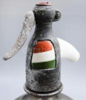 1942 Fail József Alsógalla trikolor porcelán fejes szódás üveg, lila szívócsővel, kis ütődésnyommal,...