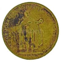 1907KB 20K sárgaréz "Ferenc József" minipénz T:XF, patina