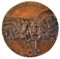 1980. "Szentendrei nyár '80" egyoldalas, öntött bronz emlékérem tokban. Szign.: "BI" (103mm) T:AU