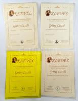 2001-2007 Grétsy László (1932-2024) nyelvész részére adományozott 4 darab Országos egyetemi-főiskola...