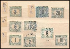 1903-1909 9 db Portó bélyeg vízjel szerint válogatva