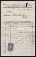 1929 Pestszentlőrinc, Weil és Győrök fakereskedelmi vállalat fejléces számla, szakadással