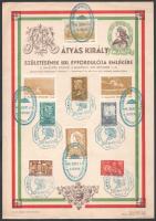 1940 Mátyás király sor emléklapon, a VI. Balatoni Sporthét levélzáróival és alkalmi bélyegzésekkel