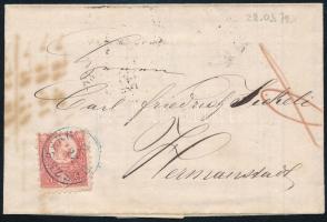 1872 Réznyomat 5kr teljes levélen, kék "RUSZKBERG" bélyegzéssel (Gudlin 200 p)