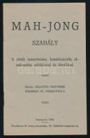 1925 Bp., Mah-Jong szabály - a játék ismertetése, kombinációk, elszámolás, példákkal és ábrákkal, 23p