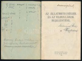 1933 Az állatbetegségek és az elhullások bejelentése, foltos, 32p
