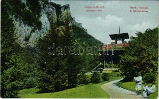 1913 Herkulesfürdő, Herkulesbad, Baile Herculane; Széchenyi rét, kioszk. Eberle Keresztély kiadása / Széchenyi-Wiese / meadow with kiosk