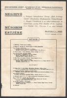 1942 Meghívó a Gróf Széchenyi István Kereskedelmi Fiúközépiskola műsoros estjére, hajtott
