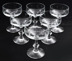 Kristály likőrös pohár szett, 6 darab, hibátlan, m: 8,5 cm