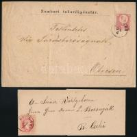 ca 1867-1871 2 db távolsági levél 5kr bérmentesítéssel