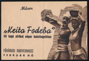 cca 1946 "Keita Fodeba" 30 tagú afrikai néger balettegyüttes fellépése a Fővárosi Nagycirkuszban, műsorfüzet, 6p