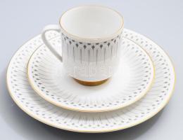 Vohenstrauss mid-century egyszemélyes reggeliző szett, csésze alátéttel és desszertes tányér. Jelzett, hibátlan, d: 19,5 cm