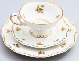 cca 1940/50 Weimar Porzellan egyszemélyes reggeliző szett, csésze alátéttel és desszertes tányér. Jelzett, hibátlan, d: 20 cm