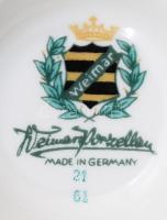 cca 1940/50 Weimar Porzellan egyszemélyes reggeliző szett, csésze alátéttel és desszertes tányér. Je...