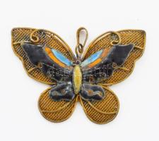 Antik lepke alakú filigrán függő, patinás, 3x4 cm