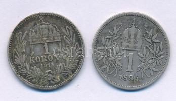 1915KB 1K Ag "Ferenc József" + Ausztria 1894. 1K Ag "Ferenc József" T:F ph., patina