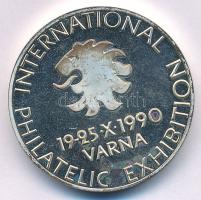 Bulgária 1990. "Nemzetközi Filatéliai Kiállítás ? Várna, 1990. X. 19-25. / Olymphilex '90" kétoldalas fém emlékérem (30mm) T:AU (eredetileg PP), kis patina Bulgaria 1990. "International Philatelic Exhibition - 19-25. X 1990. Varna / Olymphilex '90" two-sided metal commemorative medallion (30mm) C:AU (originally PP), small patina