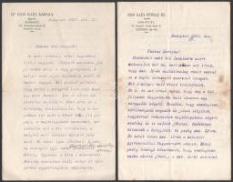 1907 Bp., Edvi Illés Károly (1842-1919) ügyvéd, ügyész, MTA levelező tagjának 2 db gépelt levele