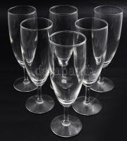 Kristályüveg pezsgőspohár garnitúra, 6 darab, jelzés nélkül, hibátlan, m: 17 cm