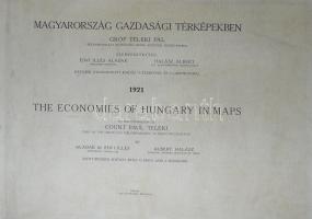 1921 Magyarország gazdasági térképekben. The Economies of Hungary in Maps. Gróf Teleki Pál béketárgyalást előkészítő iroda vezetője megbízásából szerk.: Edvi Illés Aladár - Halász Albert. Bp., 1921, Pallas, 4 sztl. lev.+ 74 t. Magyar és angol nyelven. Átkötött, harántalakú félvászon-kötésben, a gerincen sérüléssel, pótolt címlappal, régi intézményi bélyegzővel.