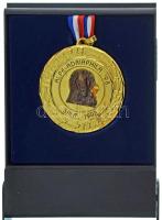 Horvátország 1998. "Horvát Filatéliai Szövetség - Zágráb / Alpe-Adriaphila '98 Split" egyoldalas, aranyozott fém érem füllel, bronz "GRAD SPLIT" rátéttel, horvát nemzeti színű szalagon, műanyag tokban (55mm) T:AU, ragasztónyom Croatia 1998. "Hrvatski Filatelisticki Savez - Zagreb / Alpe-Adriaphila '98 Split" one-sided, gilt metal medal with ear, with bronze "GRAD SPLIT" inlay, on a Croatian national colors ribbon, in a plastic case (55mm) C:AU, gluemark