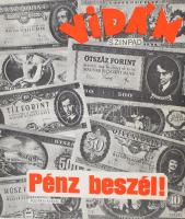 Vidám Színpad Pénz beszél! kiadvány, rajta a színészek aláírásai, Alfonso, Kazal László, Faragó Vera, stb.
