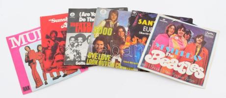 6 darab kisalakos bakelit, Osibisa, The Fatback Band, 5000 Volts, The Beatles, Santana, stb.