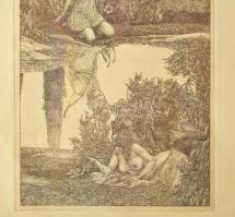 Jelzés nélkül: Erotikus grafika, Cinkográfia, papír. 28x17 cm Üvegezett keretben