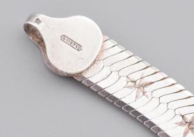 Ezüst(Ag) lapos, csillagmintás kígyó nyaklánc és karkötő, jelzett, h: 18,5 és 46 cm, nettó: 22,6 g