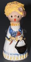 Szilágyi Mária: Hölgy bográccsal csengő. Jelzett, hibátlan, m: 14,5 cm
