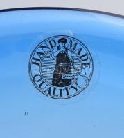 Kézzel készült ovális kék kínáló, jelzett, hibátlan, 26x19,5 cm