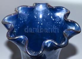 Fémlüszteres felületű szakított üveg váza, jelzés nélkül, hibátlan, m: 29,5 cm