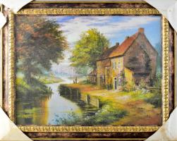 Dekoratív üvegezett keret nyomattal, Belső méret: 60x45 cm