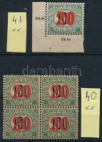 1915 Kisegítő portó 40. sz. bélyeg négyestömbben + 41. sz. ívsarki bélyeg
