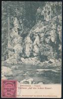 1906 Szebenjuharos, Hohe Rinne, Paltinis (Nagyszeben, Sibiu); Zibinsklamm, Tunnel. Sektion Hermannstadt S.K.V. der siebenb. Karpathenvereines / völgy, alagút / valley, tunnel + "Kurhaus auf der Hohen Rinne 1903 2h." erdélyi hotelposta (fl)